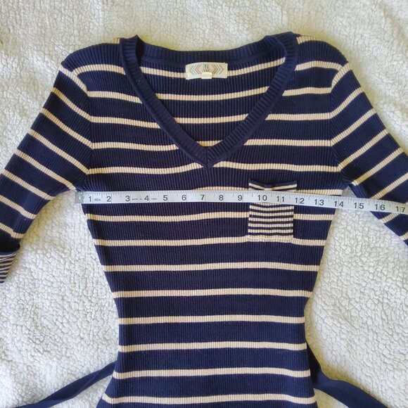 Pink•Rose Form Fitting Striped Sweater Dress - Picture 3 of 11